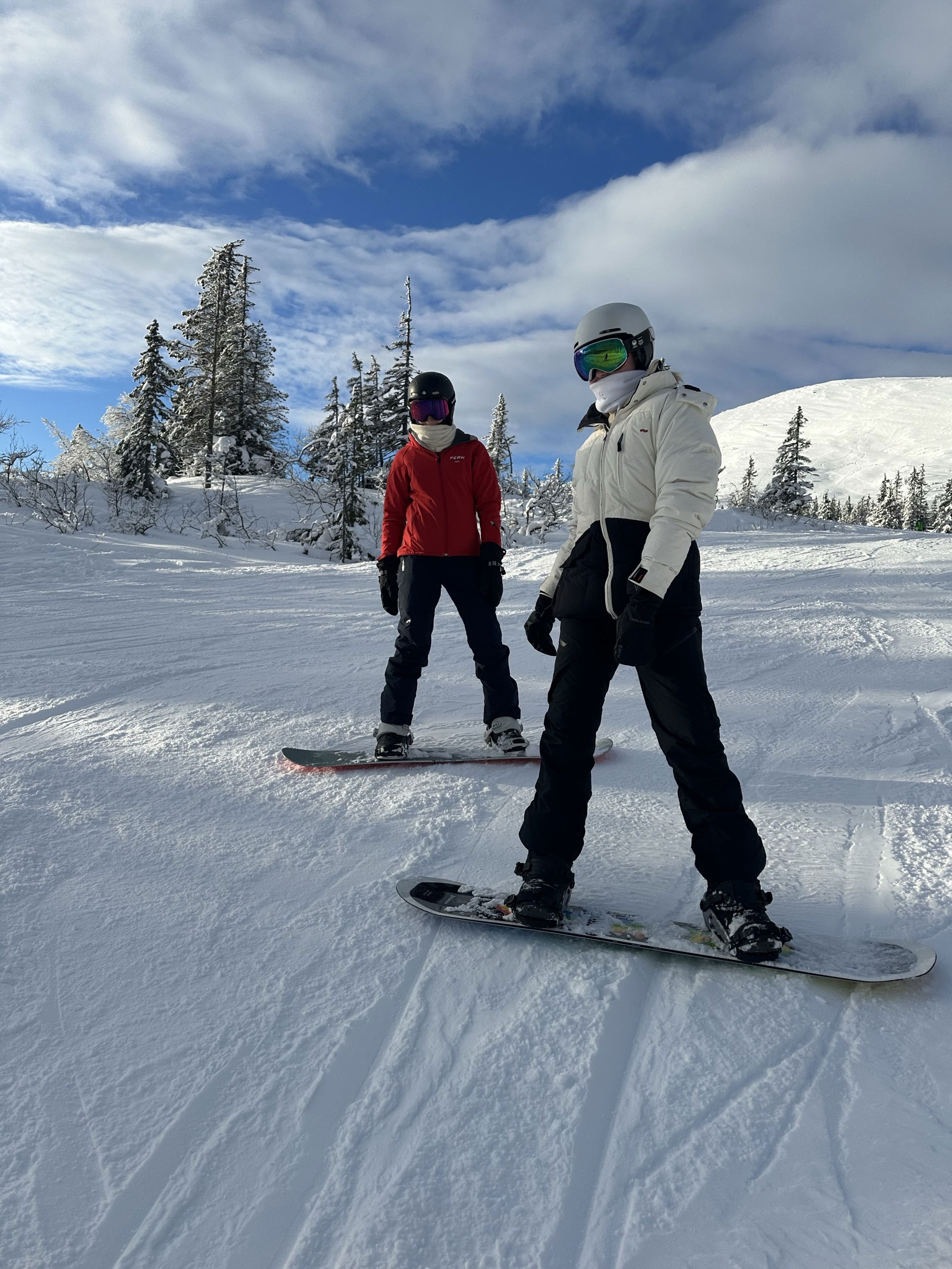 et par personer står på snøski et par personer står på snøski