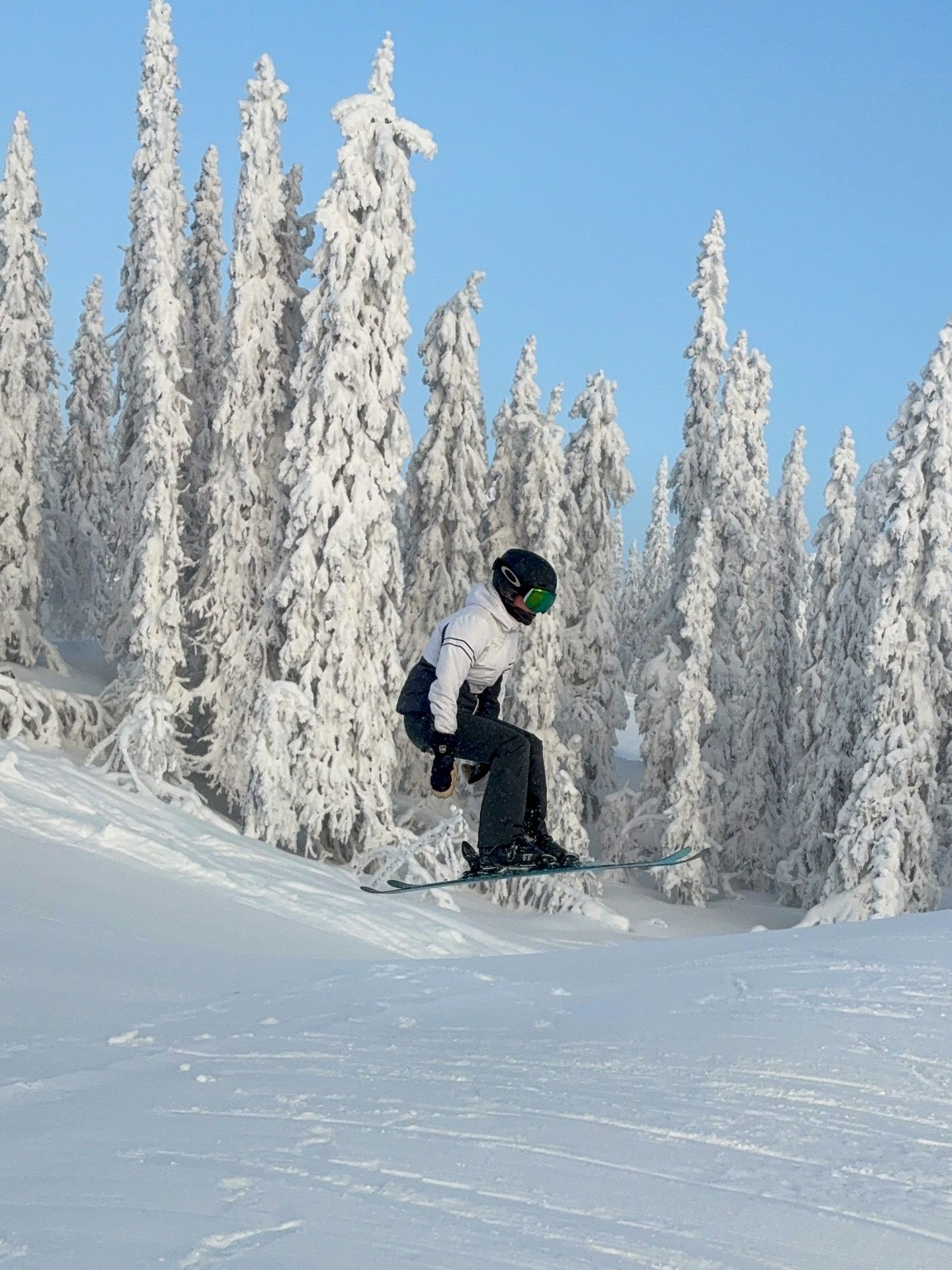 en person som står på ski ned et fjell